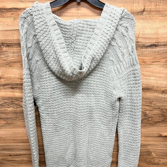 Old Navy Cable Knit Lambswool Blend Hoodie Sweater,  V Neck Hooded Pullover - Picture 12 of 14